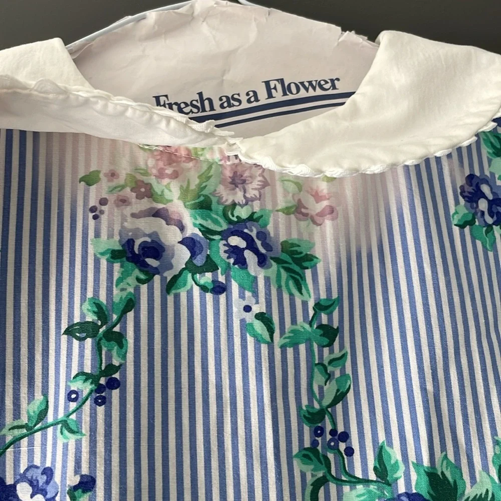 Vintage Floral Striped Puff Sleeve Dress - Picture 5 of 7